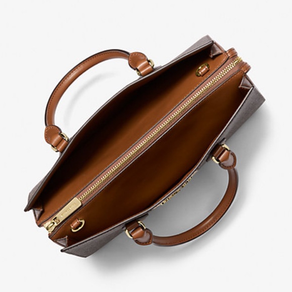 Michael Kors Sheila Medium Signature Logo and Metallic Satchel Crossbody CZ NWT - Picture 5 of 16